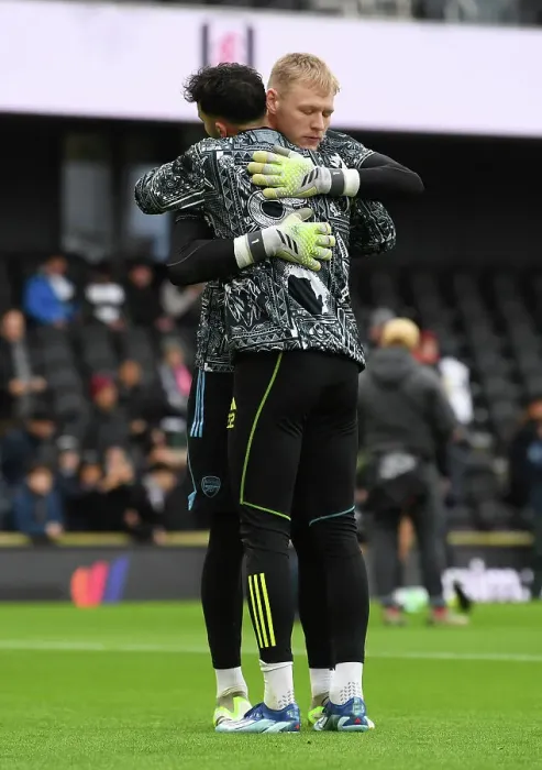 Framed Print : Arsenal Goalkeepers David Raya and Aaron Ramsdale Before Fulham Clash, Premier League, London 2023 Framed Print : Arsenal Goalkeepers David Raya and Aaron Ramsdale Before Fulham Clash, Premier League, London 2023
