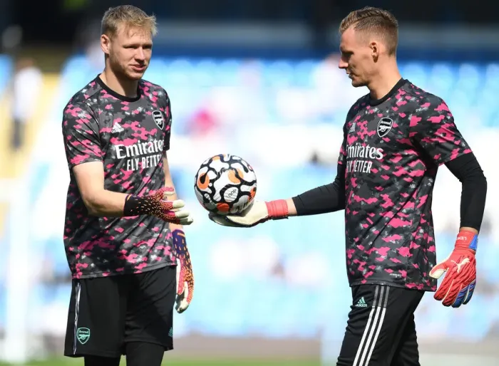 Framed Print : Arsenal Goalkeepers Ramsdale and Leno Before Manchester City Clash (2021-22) Framed Print : Arsenal Goalkeepers Ramsdale and Leno Before Manchester City Clash (2021-22)