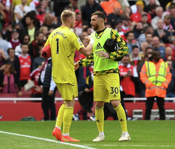 Arsenal Goalkeepers Ramsdale and Turner Unite After Arsenal vs. Tottenham Premier League Clash (2022-23)