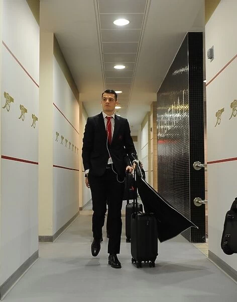 Arsenal: Granit Xhaka in the Home Changing Room before Arsenal vs West Bromwich Albion (2016-17)