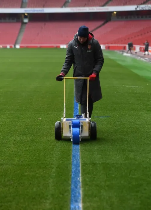 Framed Print : Arsenal Grounds Team Prepares Emirates Stadium Pitch for Manchester City Clash (2017-18) Framed Print : Arsenal Grounds Team Prepares Emirates Stadium Pitch for Manchester City Clash (2017-18)