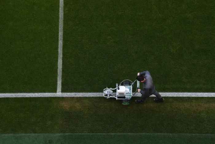 Framed Print : Arsenal Groundsman: Battle Preparation for Arsenal vs Manchester United FA Cup Match Framed Print : Arsenal Groundsman: Battle Preparation for Arsenal vs Manchester United FA Cup Match