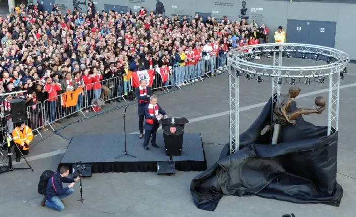 Framed Print : Arsenal Honors Dennis Bergkamp with Statue Unveiling at Emirates Stadium