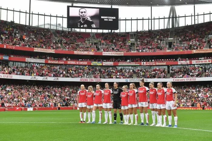 Framed Print : Arsenal Honors Maddy Cusack with Minute of Silence before Liverpool Match