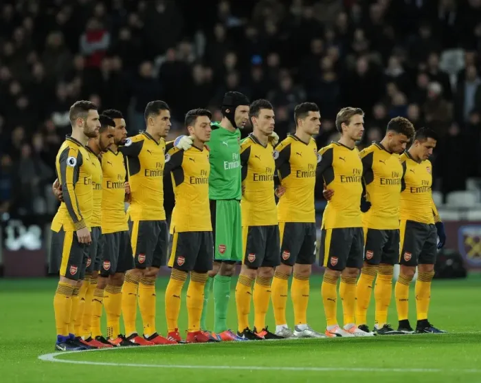 Framed Print : Arsenal Honors Minutes Silence for Brazilian Football Team at West Ham United Match (2016-17)