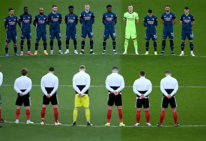 Framed Print : Arsenal Honors Prince Philip with Minutes Silence at Sheffield United Match, April 2021