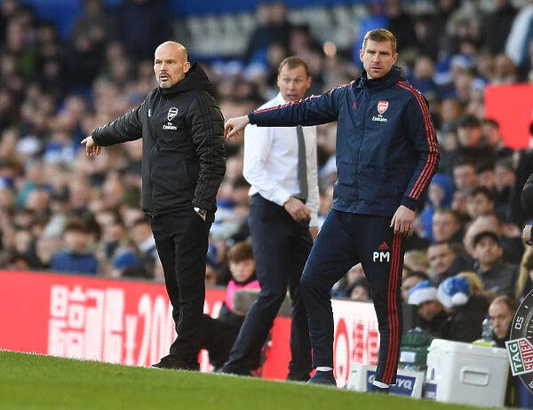 Arsenal Interim Coaches Freddie Ljungberg and Per Mertesacker at Everton Match, Premier League 2019-20