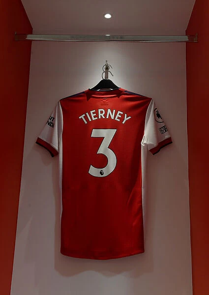 Arsenal: Kieran Tierney's Shirt in the Changing Room Before Arsenal vs Crystal Palace (2021-22)