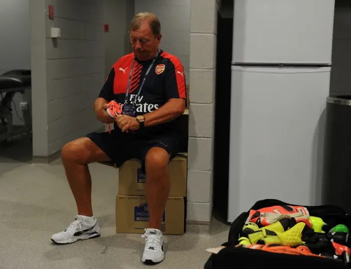 Framed Print : Arsenal Kit Manager Vic Akers Gearing Up for Arsenal v Singapore XI at 2015 Barclays Asia Trophy Framed Print : Arsenal Kit Manager Vic Akers Gearing Up for Arsenal v Singapore XI at 2015 Barclays Asia Trophy