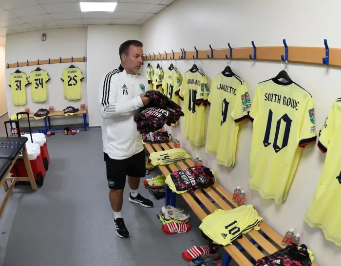 Framed Print : Arsenal Kitman Paul Akers Prepares for Carabao Cup Clash at West Bromwich Albion