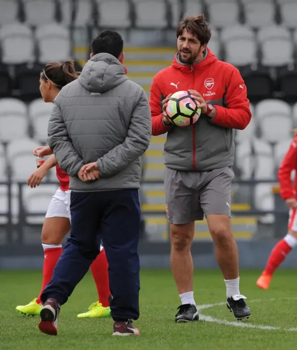 Framed Print : Arsenal Ladies Assistant Manager Jose Elena. Arsenal Ladies 10: 0 Tottenham Hotspur Ladies