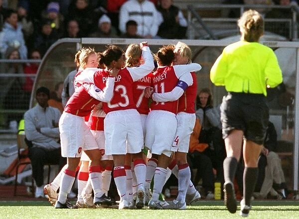Arsenal Ladies Celebrate Alex Scott's Goal: 1-0 Umea IK, UEFA Cup