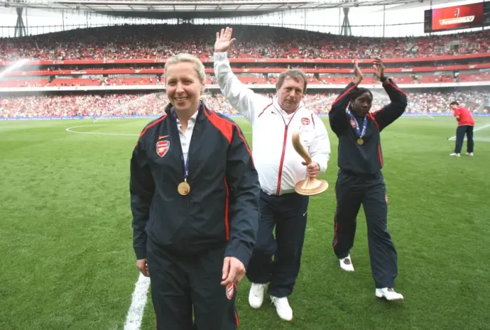 Framed Print : Arsenal Ladies Celebrate European Cup Victory: Vic Akers and Team Triumph Over Fulham in Barclays Premiership Framed Print : Arsenal Ladies Celebrate European Cup Victory: Vic Akers and Team Triumph Over Fulham in Barclays Premiership