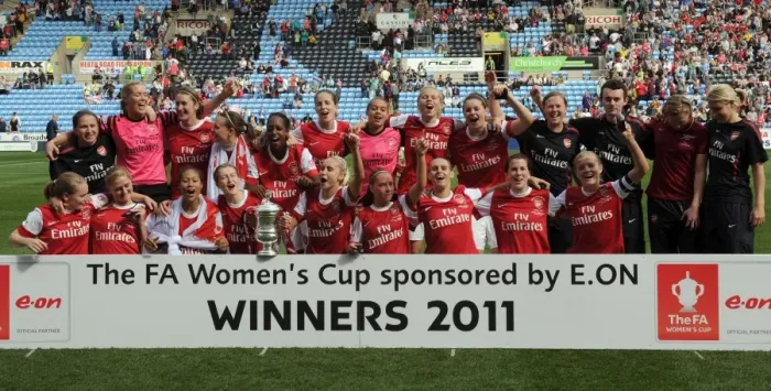 Framed Print : Arsenal Ladies celebrate with the FA Cup Trophy. Arsenal Ladies 2: 0 Bristol Academy