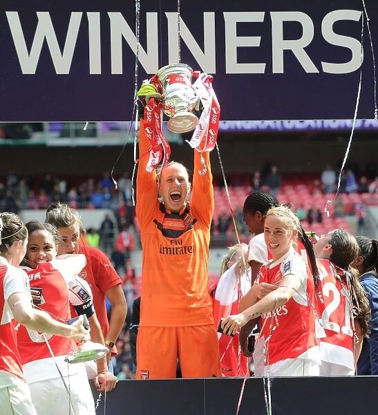 Arsenal Ladies Celebrate FA Cup Victory: Sari van Veenendal Lifts the Trophy