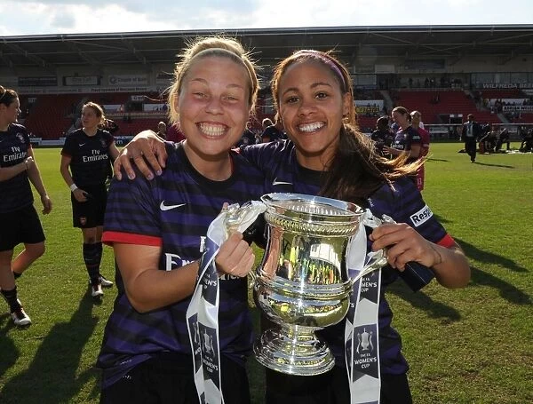Arsenal Ladies Celebrate FA Cup Victory: Gilly Flaherty and Alex Scott with the Trophy