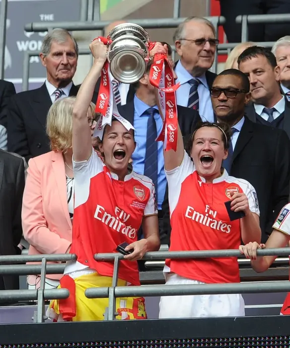 Framed Print : Arsenal Ladies Celebrate FA Cup Victory: Natalia Pablos Sanchon and Emma Mitchall with the Trophy Framed Print : Arsenal Ladies Celebrate FA Cup Victory: Natalia Pablos Sanchon and Emma Mitchall with the Trophy