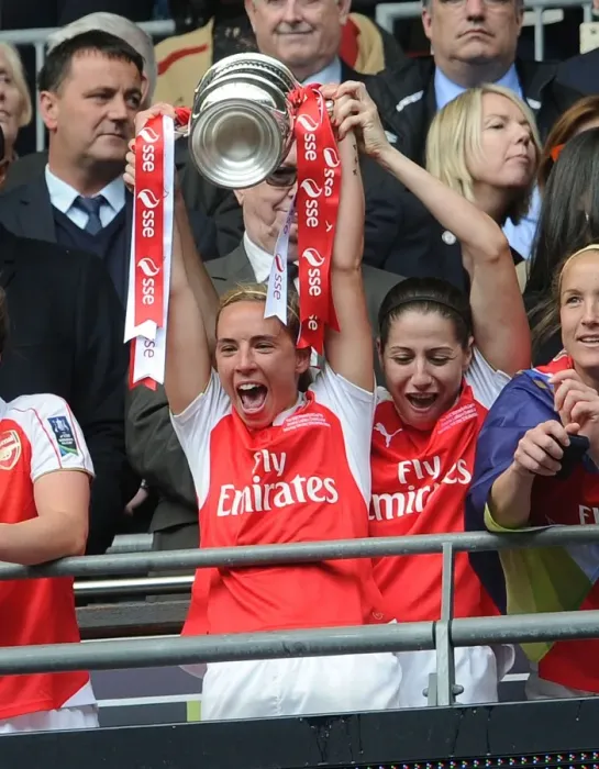 Framed Print : Arsenal Ladies Celebrate FA Cup Victory: Vicky Losada and Jordan Nobbs Triumph with the Trophy Framed Print : Arsenal Ladies Celebrate FA Cup Victory: Vicky Losada and Jordan Nobbs Triumph with the Trophy