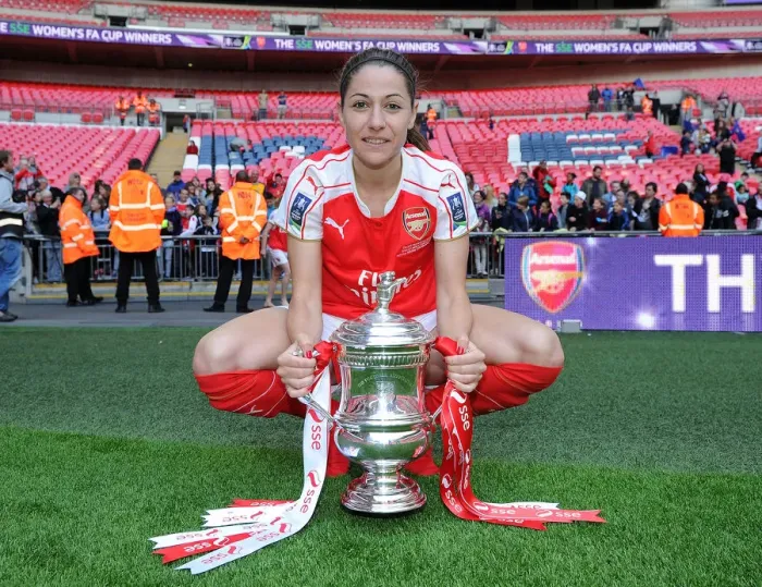 Framed Print : Arsenal Ladies Celebrate FA Cup Victory: Vicky Losada Lifts the Trophy