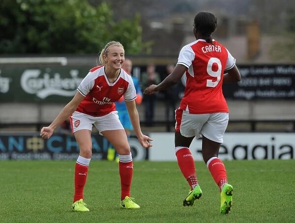 Arsenal Ladies Celebrate Goal Against Tottenham Hotspur Ladies: Carter and Williamson's FA Cup Triumph