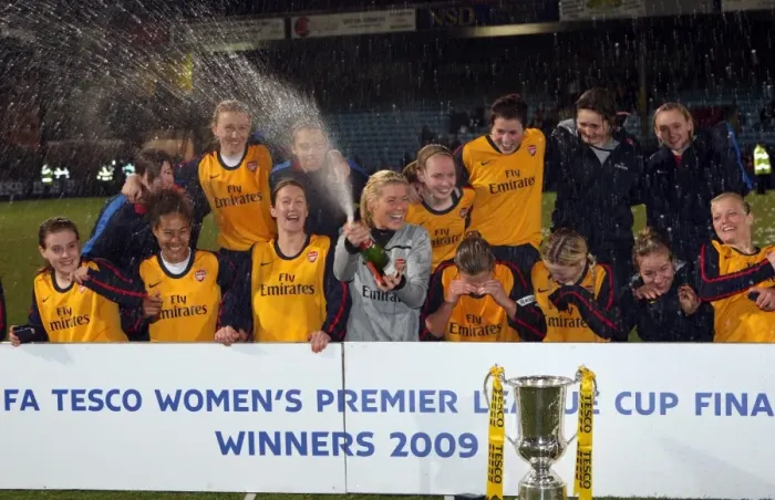 Framed Print : Arsenal Ladies Celebrate League Cup Victory: 5-0 Win Over Doncaster Rovers Belles