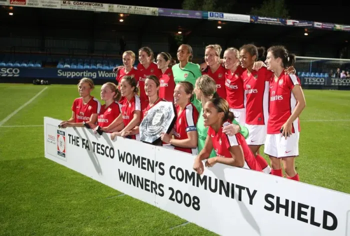 Framed Print : Arsenal Ladies celebrate winning the community shield Framed Print : Arsenal Ladies celebrate winning the community shield