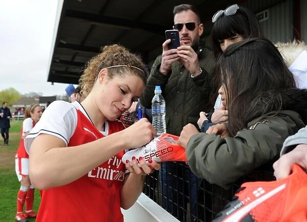 Arsenal Ladies Dominique Janssen Signs Autographs After FA Cup Match Against Tottenham Hotspur Ladies