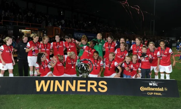 Framed Print : Arsenal Ladies FC Celebrate FA WSL Continental Cup Triumph over Birmingham City Ladies FC