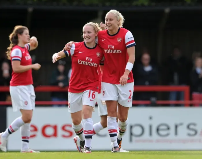 Framed Print : Arsenal Ladies FC Triumph Over Barcelona: Kim Little and Steph Houghton's Unforgettable Goal Celebration (UEFA Women's Champions League, 2012) Framed Print : Arsenal Ladies FC Triumph Over Barcelona: Kim Little and Steph Houghton's Unforgettable Goal Celebration (UEFA Women's Champions League, 2012)
