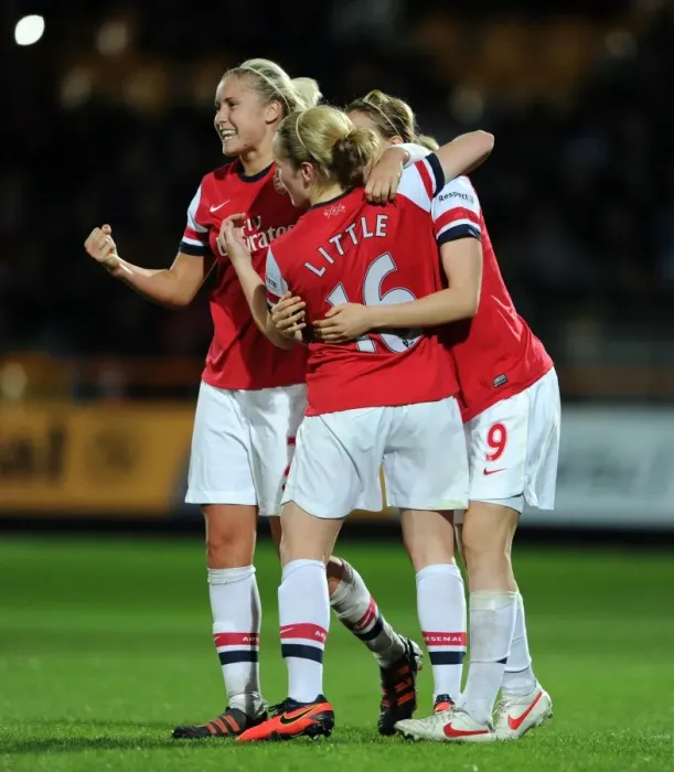 Framed Print : Arsenal Ladies FC: Triumphant Celebration of FA WSL Continental Cup Victory - Steph Houghton, Ellen White, and Kim Little