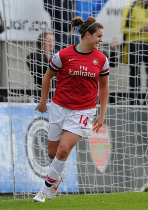 Framed Print : Arsenal Ladies FC vs Barcelona: Jennifer Beattie Scores in UEFA Women's Champions League Round of 32