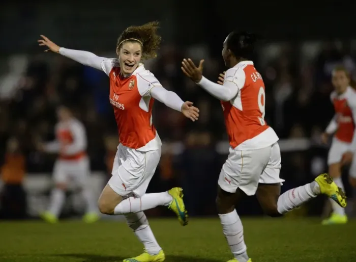 Framed Print : Arsenal Ladies: Janssen and Carter Celebrate First Goal Against Reading FC Women Framed Print : Arsenal Ladies: Janssen and Carter Celebrate First Goal Against Reading FC Women