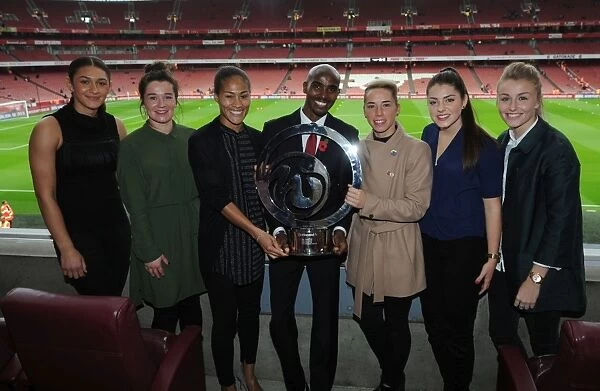 Arsenal Ladies and Mo Farah Celebrate Continental Cup Victory Together Ahead of Arsenal vs. Tottenham Match