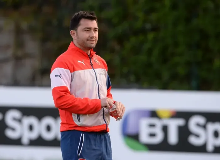 Framed Print : Arsenal Ladies: Pedro Martinez Losa's Pre-Match Focus Ahead of WSL Clash vs. Chelsea Ladies (April 2015)