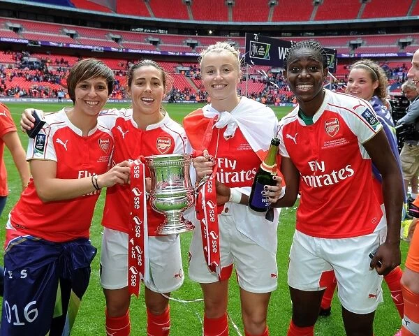 Arsenal Ladies Triumph in FA Cup Final: Corredera, Williams, Williamson, and Oshoala Celebrate Victory