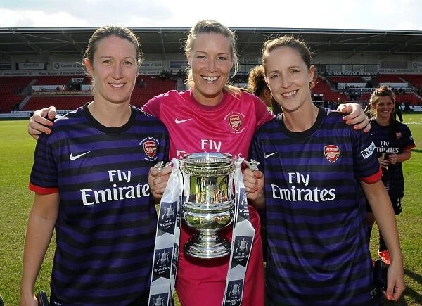 Arsenal Ladies Triumph in FA Cup Final: Grant, Byrne, and Tracy with the Trophy