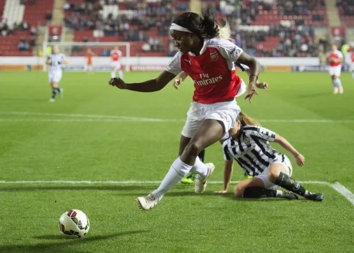 Framed Print : Arsenal Ladies Triumph in FA WSL Continental Cup Final: Chioma Ubogagu Scores the Decisive Goal vs. Notts County (1 / 11 / 2015)