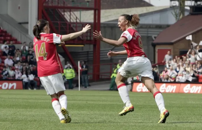 Framed Print : Arsenal Ladies Triumph: Lianne Sanderson and Karen Carney Celebrate FA Womens Cup Goal Framed Print : Arsenal Ladies Triumph: Lianne Sanderson and Karen Carney Celebrate FA Womens Cup Goal