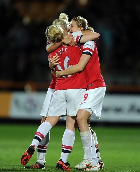 Arsenal Ladies Triumph: Steph Houghton, Ellen White, and Kim Little Celebrate FA WSL Continental Cup Victory