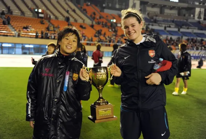 Framed Print : Arsenal Ladies vs INAC Kobe: A Thrilling 1-1 Draw in Tokyo's Charity Match at Nishigaoka Stadium (November 30, 2011) - Jennifer Beattie's Unforgettable Performance Framed Print : Arsenal Ladies vs INAC Kobe: A Thrilling 1-1 Draw in Tokyo's Charity Match at Nishigaoka Stadium (November 30, 2011) - Jennifer Beattie's Unforgettable Performance