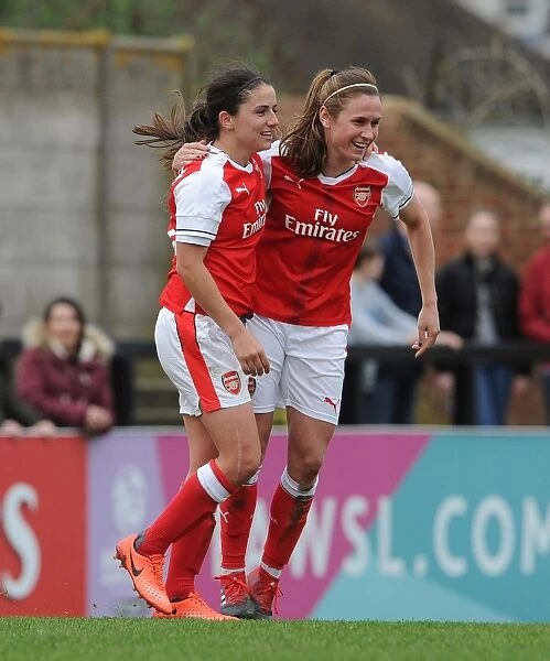 Arsenal Ladies vs. Tottenham Hotspur Ladies: Van de Donk and O'Reilly's Euphoric Goal Celebration in FA Cup Clash: A Moment of Triumph for Danielle van de Donk and Heather O'Reilly