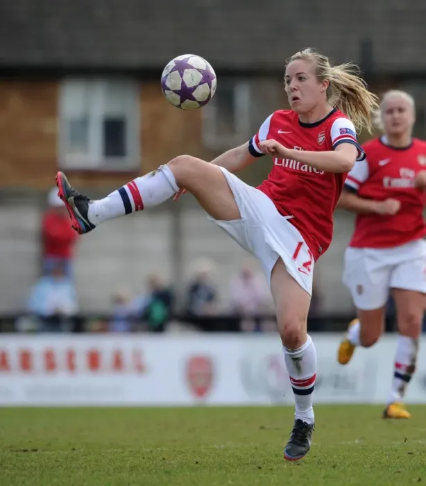 Framed Print : Arsenal Ladies vs. VfL Wolfsburg: Gemma Davison in Semi-Final Action, UEFA Women's Champions League, 2013