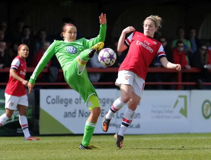 Framed Print : Arsenal Ladies vs. VfL Wolfsburg: Kim Little vs. Viola Odebrecht - UEFA Women's Champions League Semi-Final Showdown