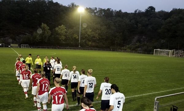Arsenal Ladies walk out before the match