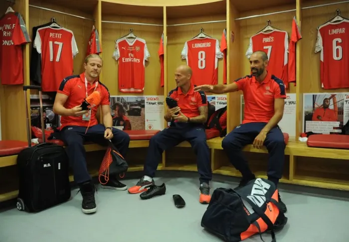 Framed Print : Arsenal Legends: Petit, Ljungberg, and Pires Reunite for Epic Showdown against Milan Glorie Framed Print : Arsenal Legends: Petit, Ljungberg, and Pires Reunite for Epic Showdown against Milan Glorie