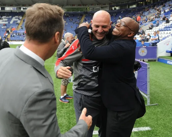 Framed Print : Arsenal Legends Reunite: Bould, Dixon, and Wright at Leicester City vs. Arsenal (2016-17)