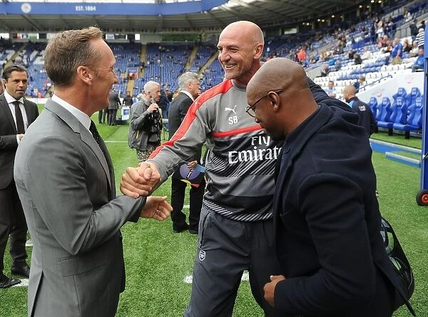 Arsenal Legends Reunite: Bould, Dixon, and Wright at Leicester City Match, 2016-17