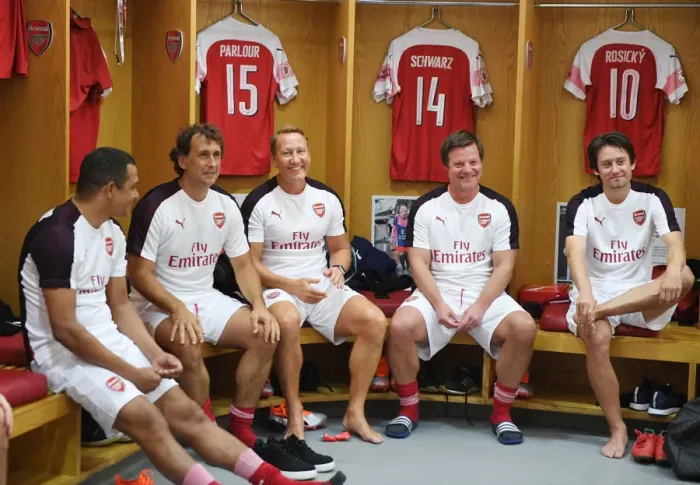 Framed Print : Arsenal Legends Reunite: Gilberto, Grimandi, Parlour, Schwarz, and Rosicky Face Off Against Real Madrid Legends (2018-19) Framed Print : Arsenal Legends Reunite: Gilberto, Grimandi, Parlour, Schwarz, and Rosicky Face Off Against Real Madrid Legends (2018-19)