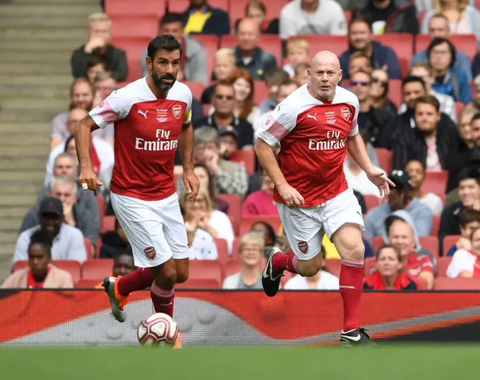 Framed Print : Arsenal Legends: Robert Pires and Perry Groves Face Off Against Real Madrid Legends (2018-19) Framed Print : Arsenal Legends: Robert Pires and Perry Groves Face Off Against Real Madrid Legends (2018-19)