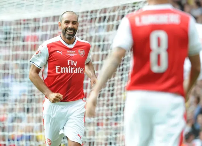 Framed Print : Arsenal Legends vs. AC Milan Glorie: Robert Pires Scores in Charity Match Framed Print : Arsenal Legends vs. AC Milan Glorie: Robert Pires Scores in Charity Match